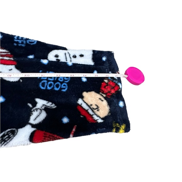 Peanuts Fleece Navy Blue Winter Print Pajama Pants - Picture 10 of 11